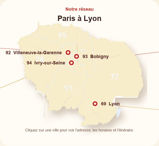 Carte de France et quatre magasins XH Drive